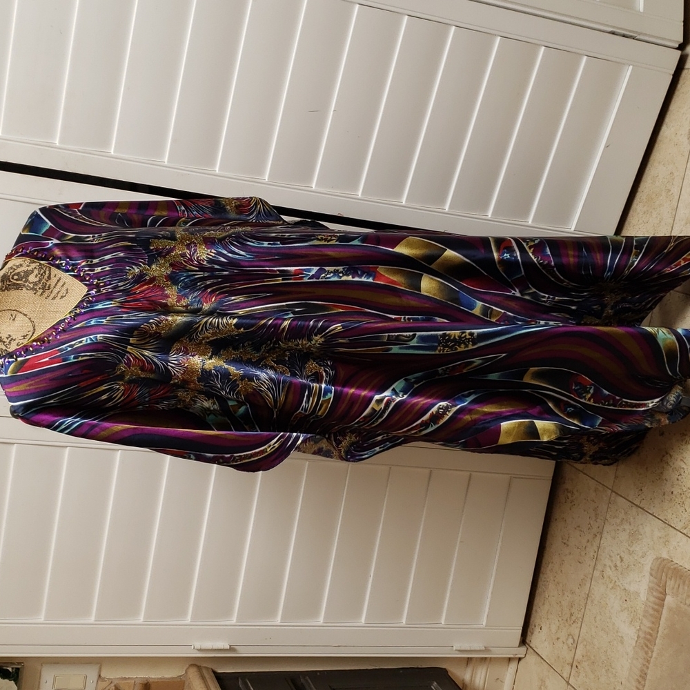 Beauriful Multi color Caftan with beaded neckline